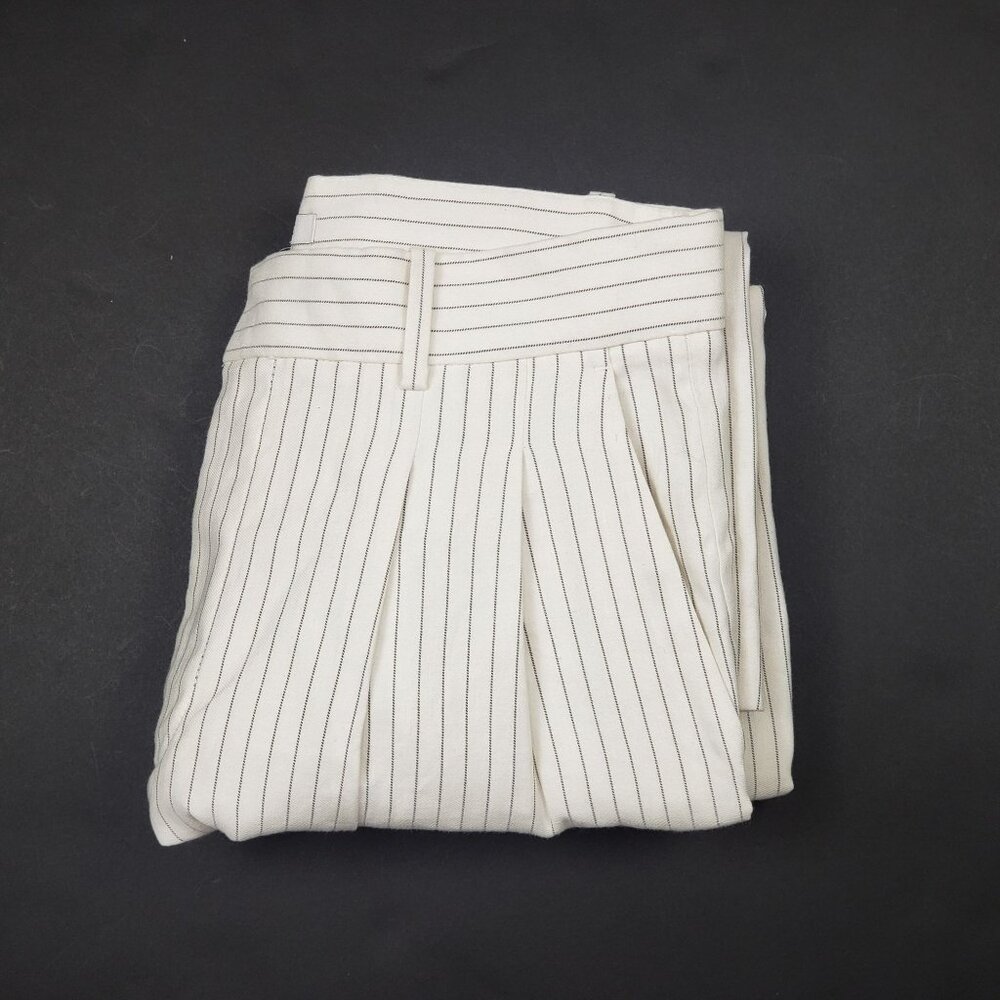 Madewell Superwide-Leg Trouser in Pinstripe Linen Blend Womens 4 Ivory Black - Picture 16 of 16